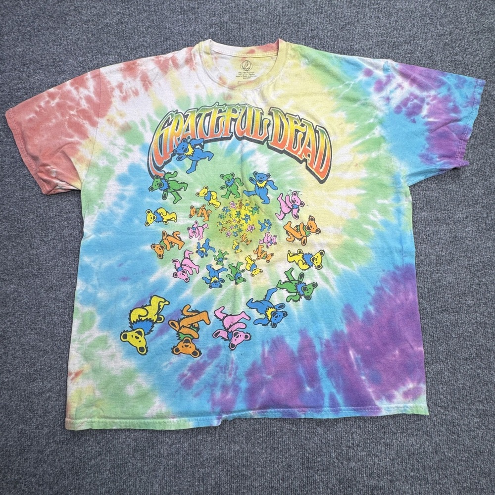 Grateful Dead Graphic T Shirt‎ Mens 2XL Multi Color Tie Dye Dancing Bears Rock